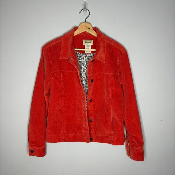 L.L. Bean Corduroy Jacket Women's Size Small Petite Orange - Picture 1 of 10